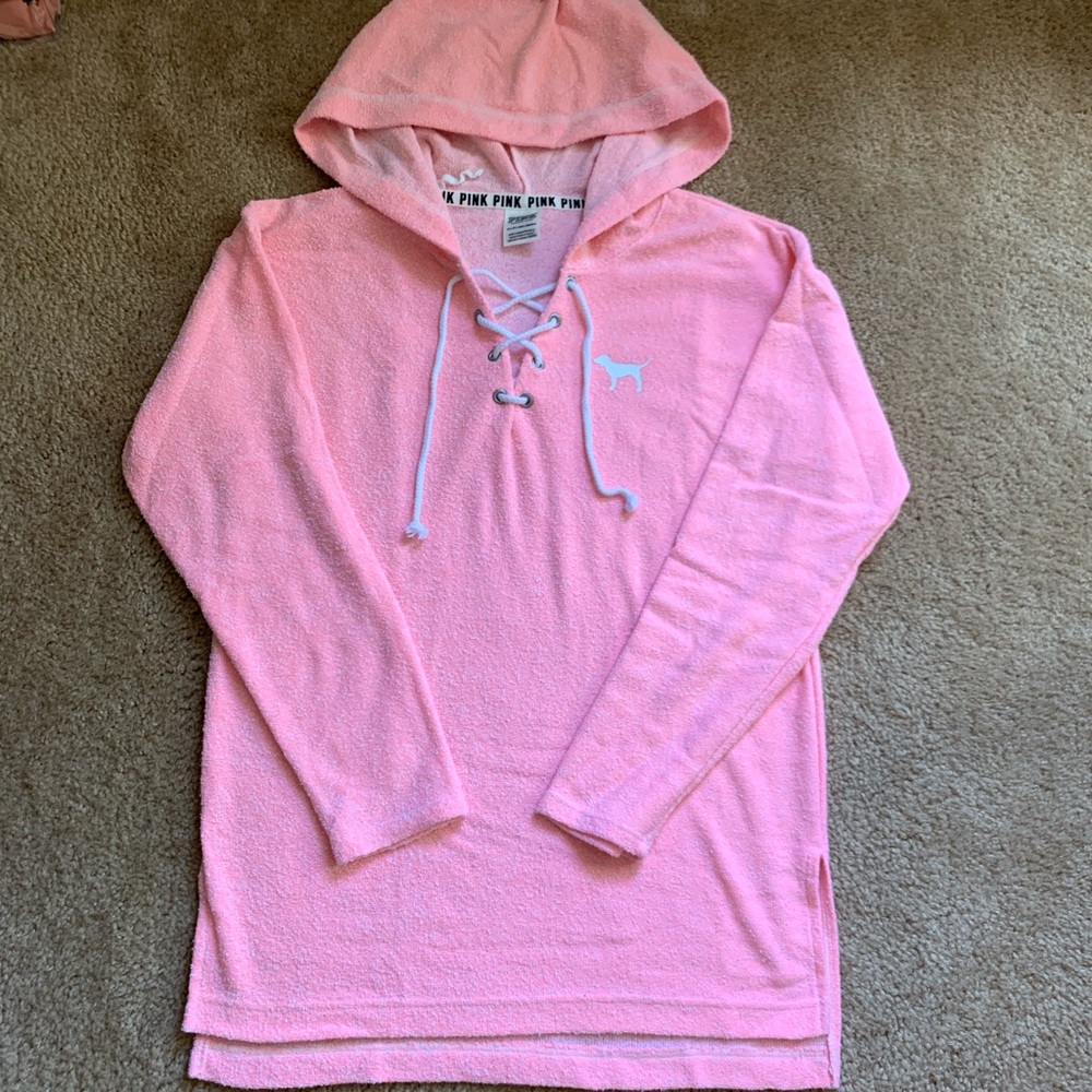 VS PINK lace up sweater hoodie sz XS
